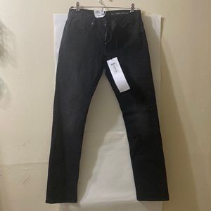 Black straight slim denim.